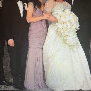 Lavender gown with studded sleeves